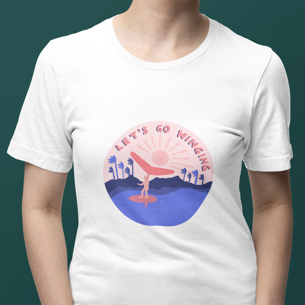 Let's go Winging Unisex Wing Foiling T-Shirt Pink - WINGFOILDAILY