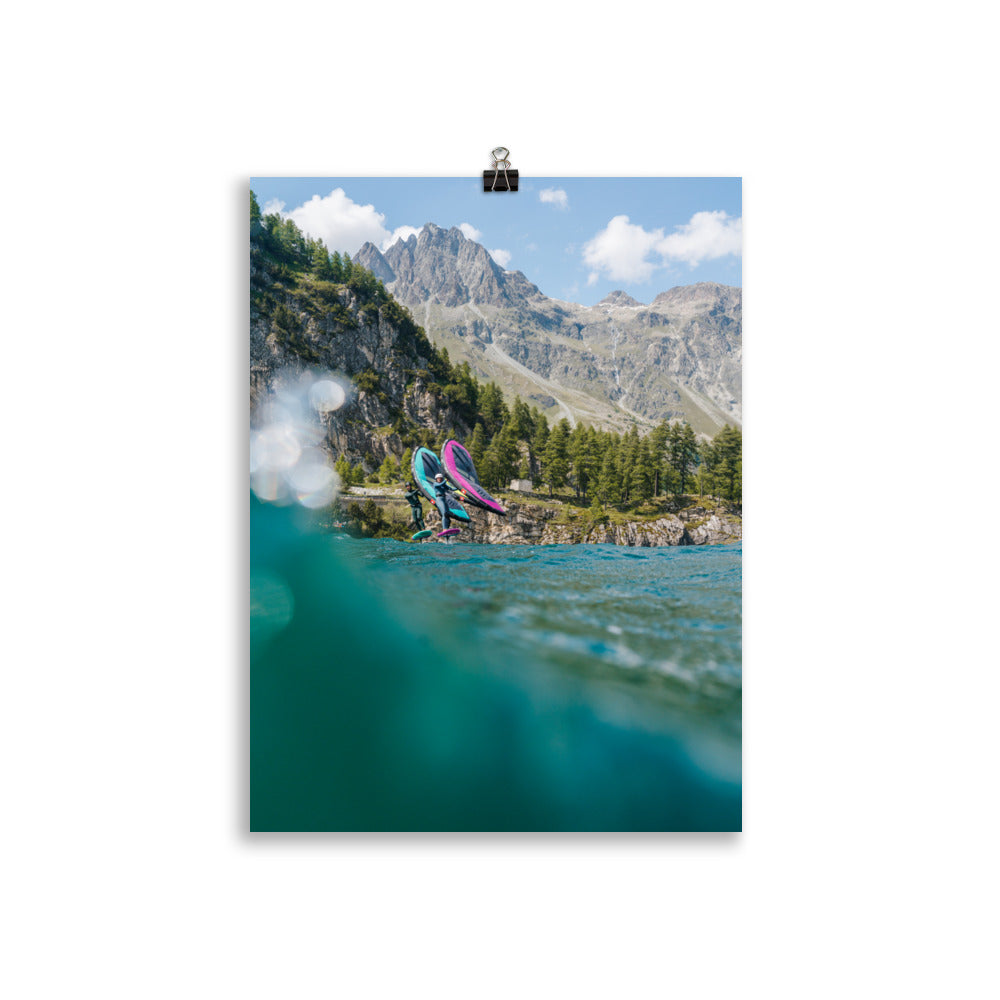 Wing Foiling Poster Switzerland Watersports Landscape - WINGFOILDAILY