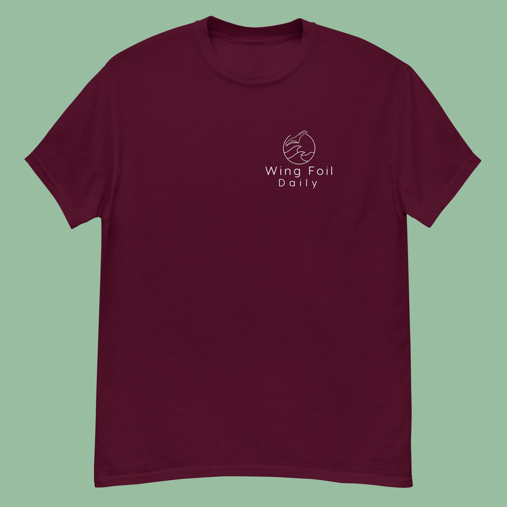 WINGFOILDAILY Logo Tee,  Front and Back Print, Wing Foiling Community Shirt - WINGFOILDAILY