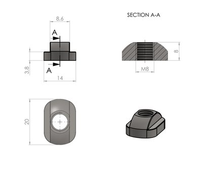 Stainless Steel Nut with Screw - shopwingfoil.com Wing Foil Shop by WINGFOILDAILYWINGFOILDAILYshopwingfoil.com Wing Foil Shop by WINGFOILDAILYM8 35 mm